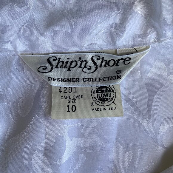 Vintage Ship'n Shore Women's Ivory Button Up Blouse Sz 10 Top Long Sleeve Collar - Picture 10 of 10